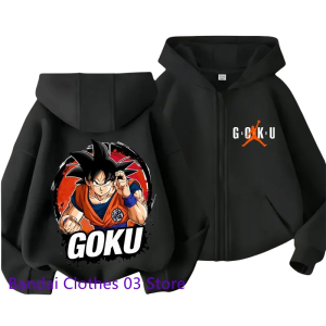 Anime Dragon Ball Kids Zipper Hoodie - Goku Print